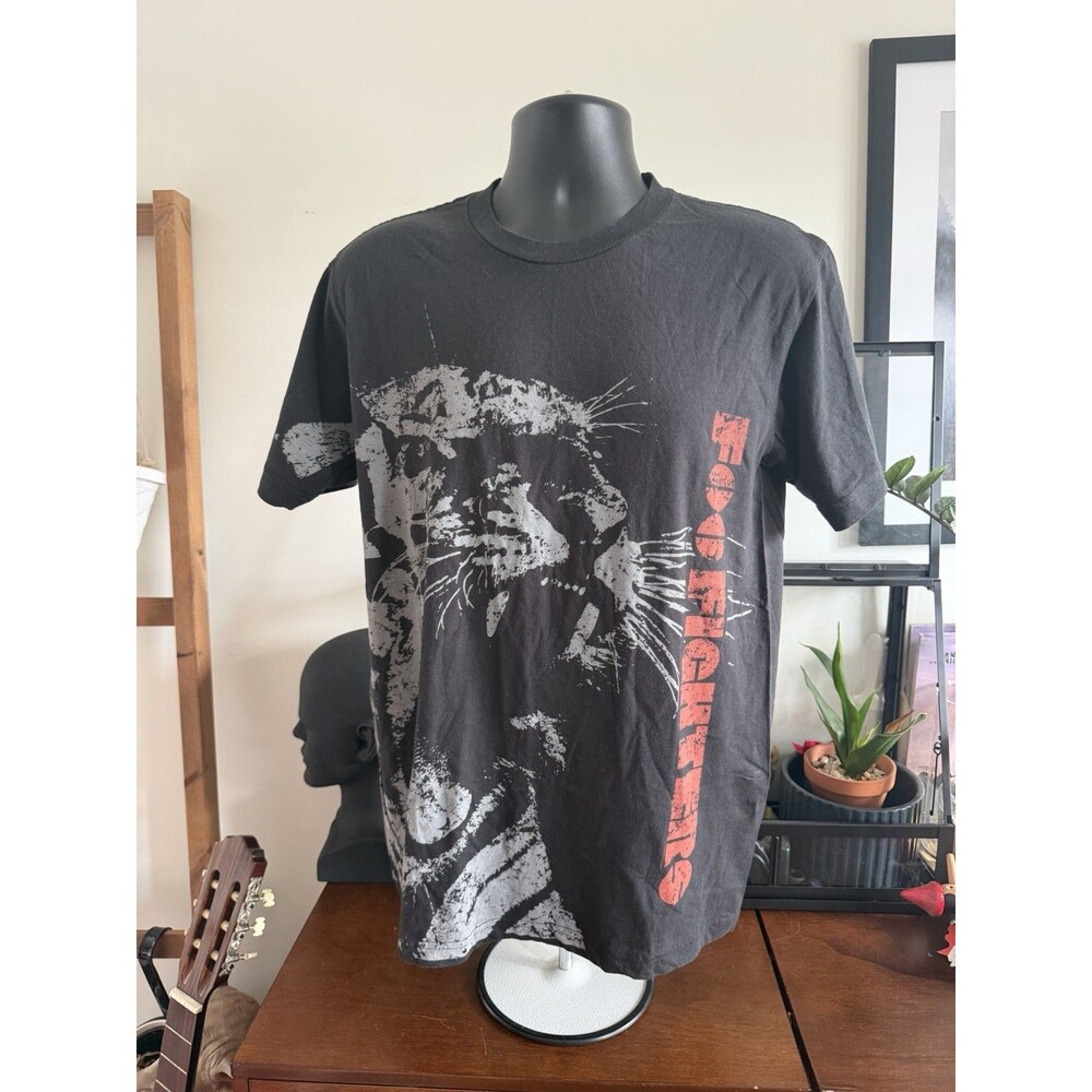 Foo Fighters Y2K AOP All Over Print Band T Shirt Black Tiger Graphic Tee XL RARE